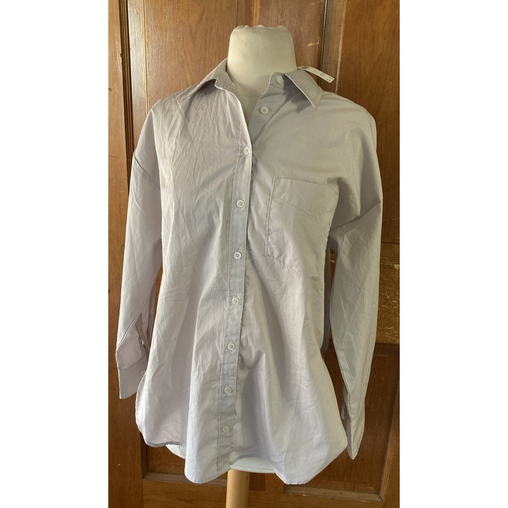 Anthropologie Maeve The Bennet Buttondown Shirt Sz XS Gray‎ Oversized Boyfriend